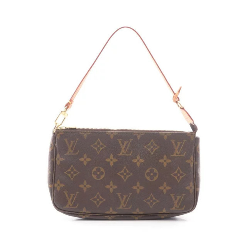 Louis Vuitton Pochette Accessoires Handbag Canvas Leather Monogram Brown